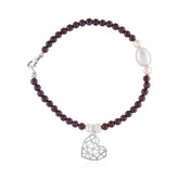 Pulsera Mujer Plata 925 Origami Corazón Granate Anamora por Tanya Moss - Tanya Moss